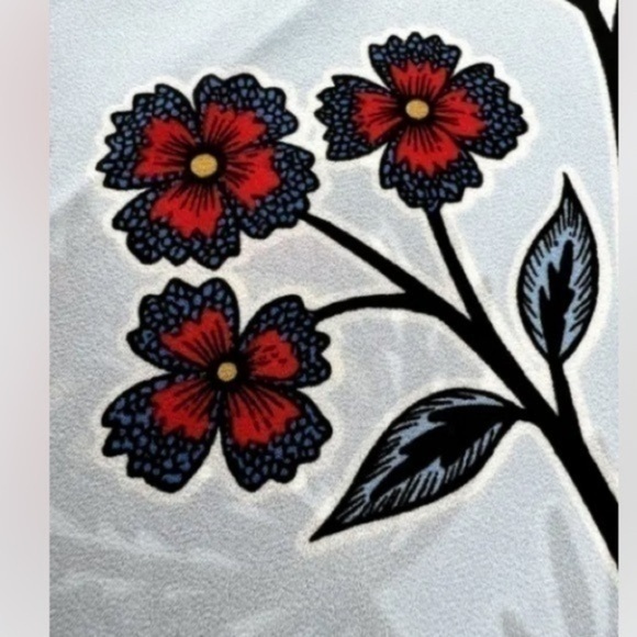 LOFT Light Blue Square Neck Botanical Floral Short Sleeve Blouse - Picture 5 of 10